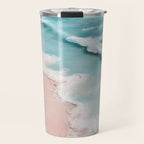 Dream Beach - Aerial Photography of Pink and Turquoise Coast Travel Mug Gallery Image 1