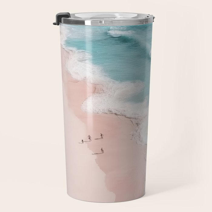 Dream Beach - Aerial Photography of Pink and Turquoise Coast Travel Mug Gallery Image 3