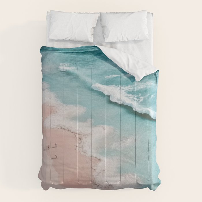 Dream Beach - Aerial Photography of Pink and Turquoise Coast Comforter Gallery Image 1