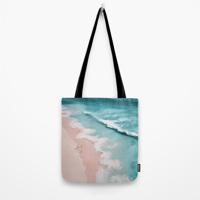 Dream Beach - Aerial Photography of Pink and Turquoise Coast Tote Bag Gallery Image 2
