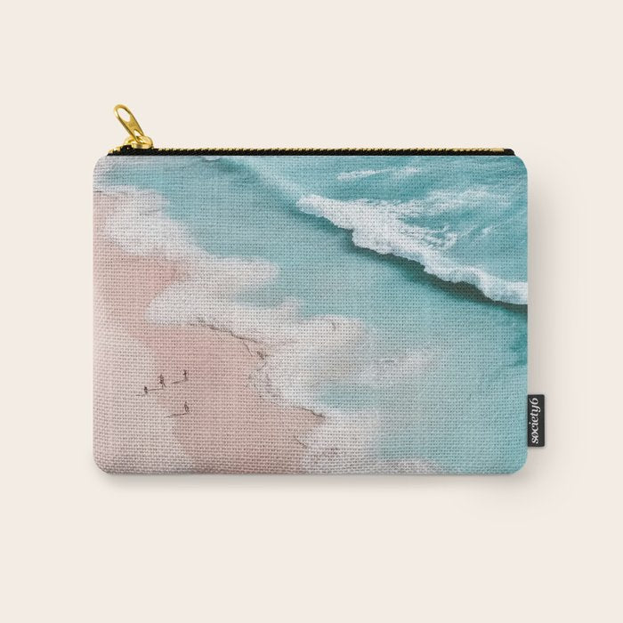 Dream Beach - Aerial Photography of Pink and Turquoise Coast Carry All Pouch Gallery Image 1