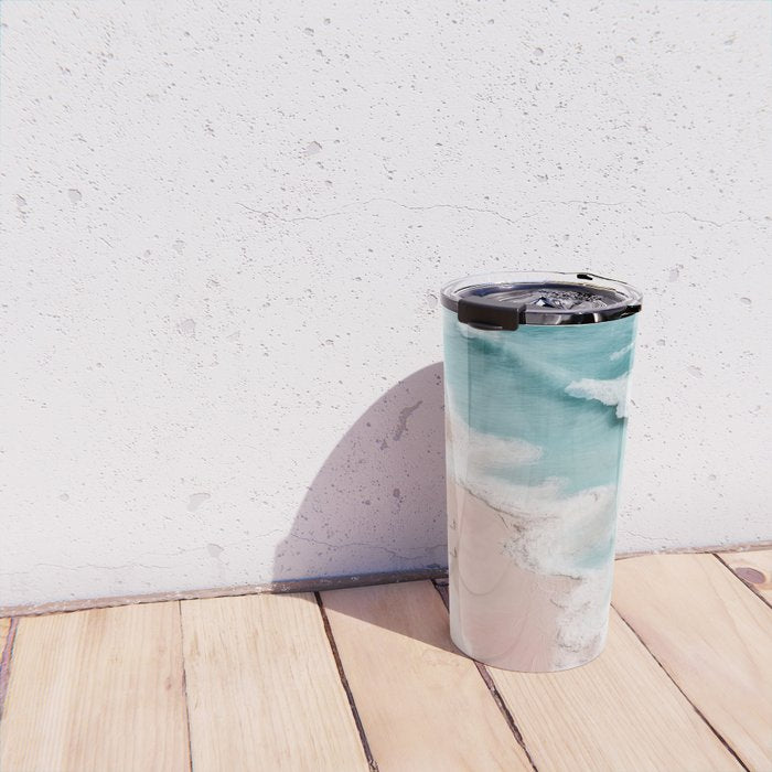 Dream Beach - Aerial Photography of Pink and Turquoise Coast Travel Mug Gallery Image 4