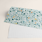 Mint Terrazzo, Eclectic Marble Texture Pattern, Colorful Neutral Pastel Illustration, Floor Tiles Wrapping Paper Gallery Image 2