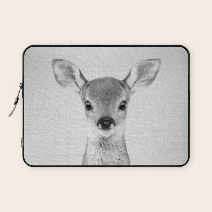 Baby Deer - Black & White Laptop Sleeve Gallery Image 1