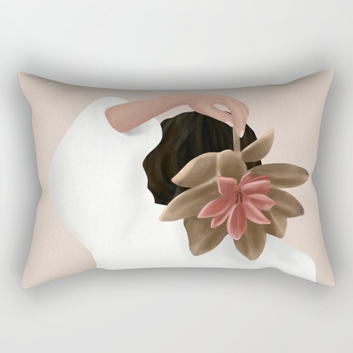 With a Flower Rectangular Pillow Gallery Image 1