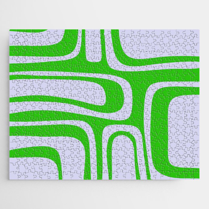 Abstract Lime and Lavender Mid Century Modern Palm Springs Pattern Jigsaw Puzzle Gallery Image 1