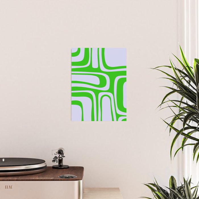 Abstract Lime and Lavender Mid Century Modern Palm Springs Pattern Poster Gallery Image 2