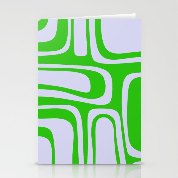 Abstract Lime and Lavender Mid Century Modern Palm Springs Pattern Stationery Card Gallery Image 1