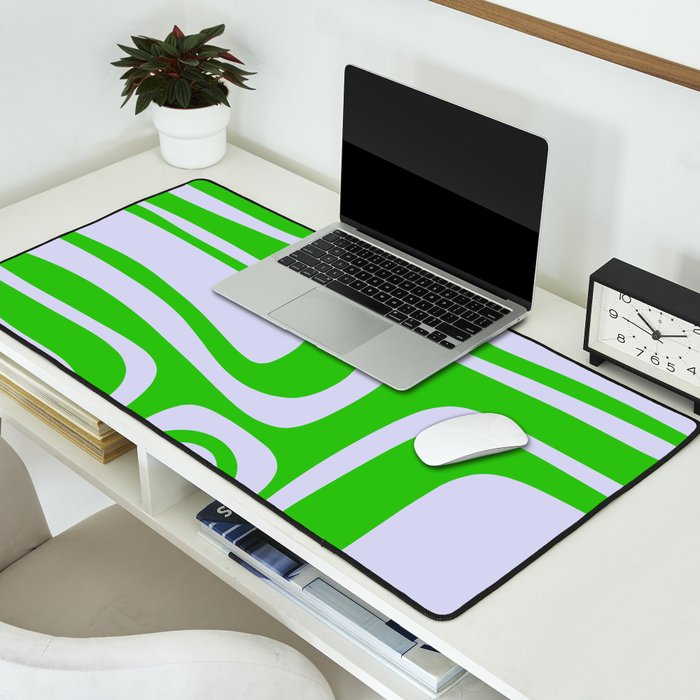 Abstract Lime and Lavender Mid Century Modern Palm Springs Pattern Desk Mat Gallery Image 2