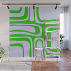 Abstract Lime and Lavender Mid Century Modern Palm Springs Pattern Wall Mural Gallery Image 1
