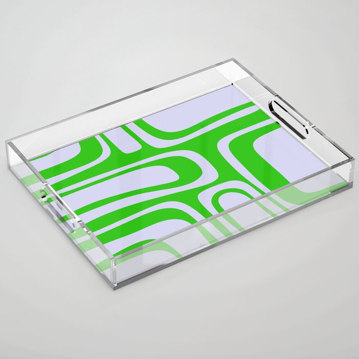 Abstract Lime and Lavender Mid Century Modern Palm Springs Pattern Acrylic Tray Gallery Image 1