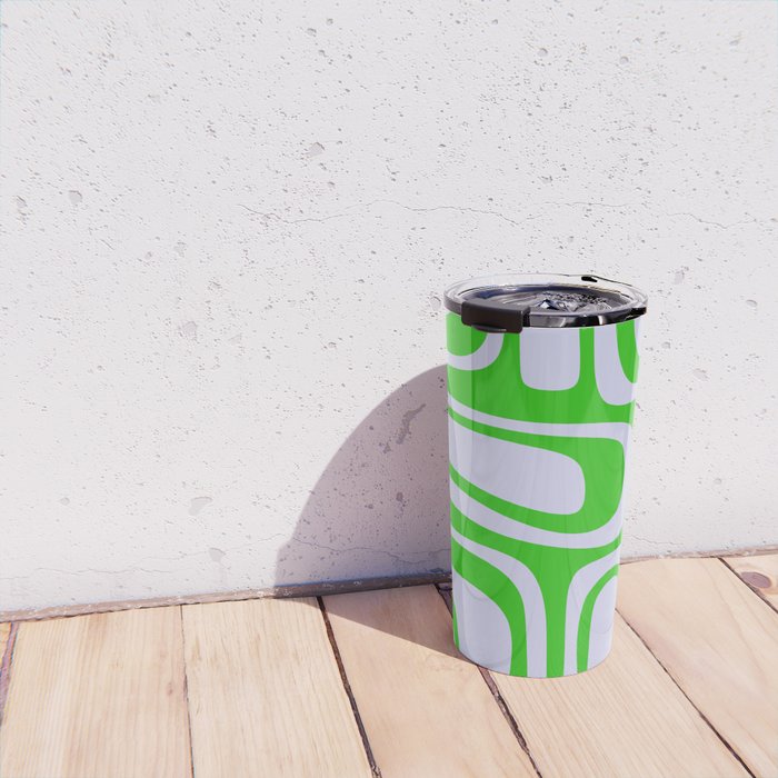 Abstract Lime and Lavender Mid Century Modern Palm Springs Pattern Travel Mug Gallery Image 4