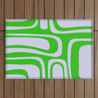 Abstract Lime and Lavender Mid Century Modern Palm Springs Pattern Outdoor Rug Gallery Image 1