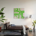 Abstract Lime and Lavender Mid Century Modern Palm Springs Pattern Wood Wall Art Gallery Image 2