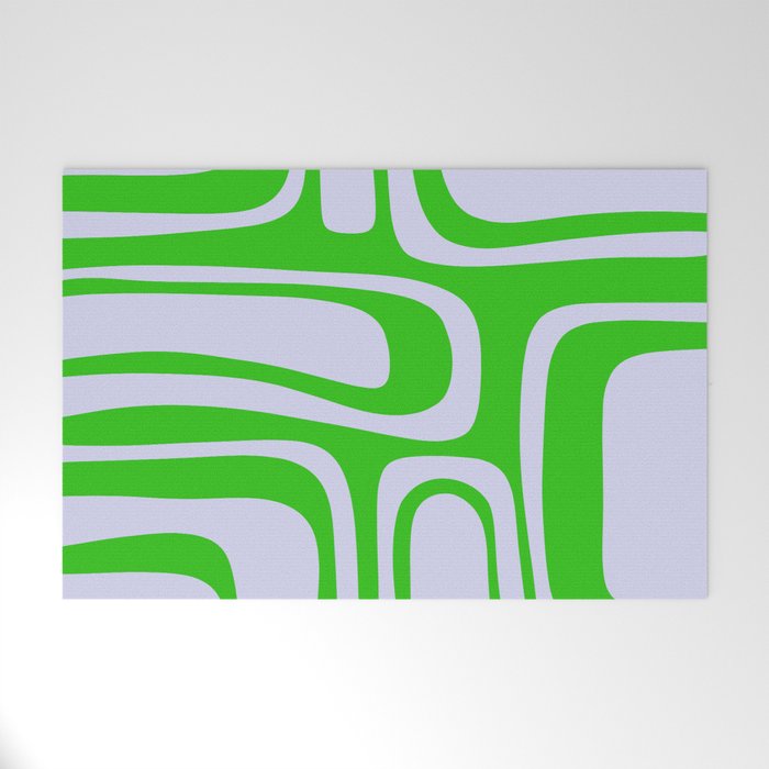 Abstract Lime and Lavender Mid Century Modern Palm Springs Pattern Welcome Mat Gallery Image 1