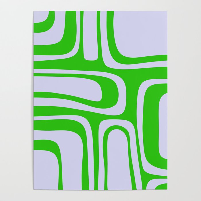 Abstract Lime and Lavender Mid Century Modern Palm Springs Pattern Poster Gallery Image 1