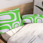 Abstract Lime and Lavender Mid Century Modern Palm Springs Pattern Pillow Sham Gallery Image 2