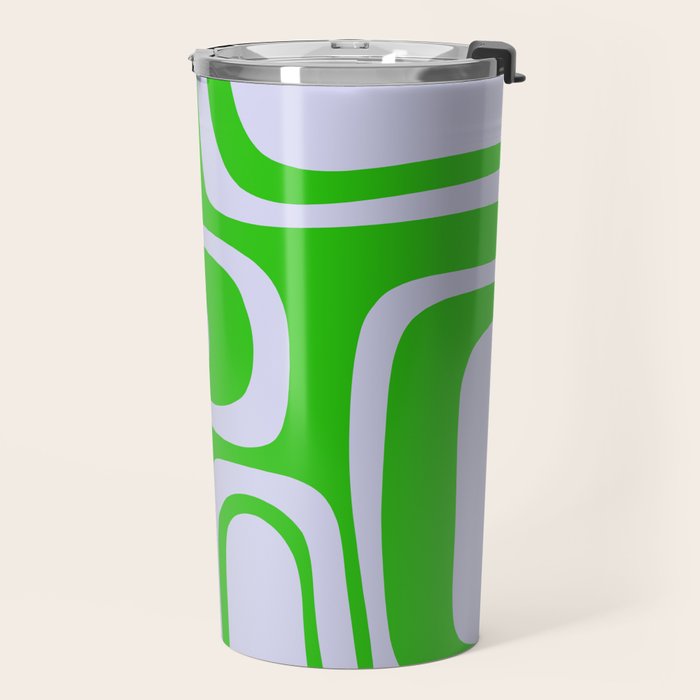 Abstract Lime and Lavender Mid Century Modern Palm Springs Pattern Travel Mug Gallery Image 2