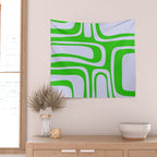 Abstract Lime and Lavender Mid Century Modern Palm Springs Pattern Wall Tapestry Gallery Image 2