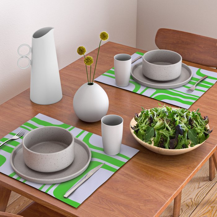 Abstract Lime and Lavender Mid Century Modern Palm Springs Pattern Placemat Gallery Image 2