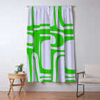 Abstract Lime and Lavender Mid Century Modern Palm Springs Pattern Window Curtain Gallery Image 5