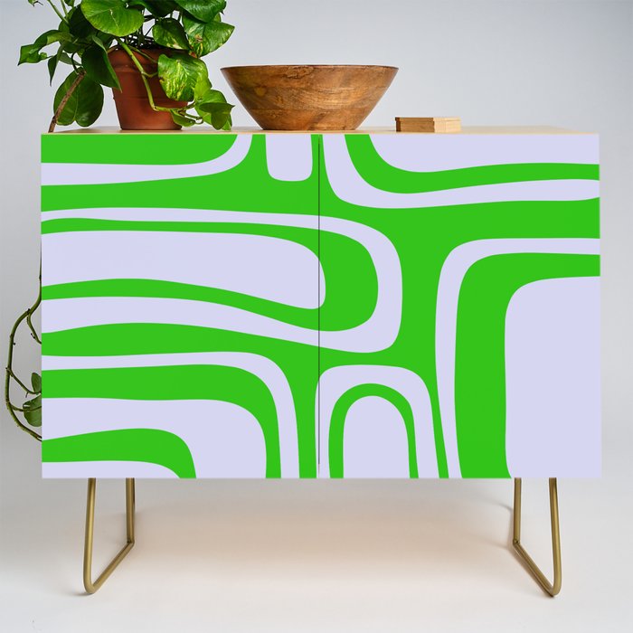 Abstract Lime and Lavender Mid Century Modern Palm Springs Pattern Credenza Gallery Image 1