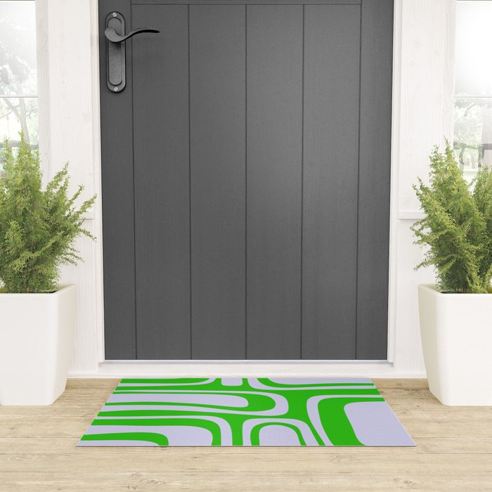 Abstract Lime and Lavender Mid Century Modern Palm Springs Pattern Welcome Mat Gallery Image 3