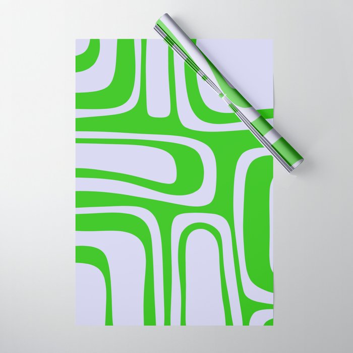 Abstract Lime and Lavender Mid Century Modern Palm Springs Pattern Wrapping Paper Gallery Image 1