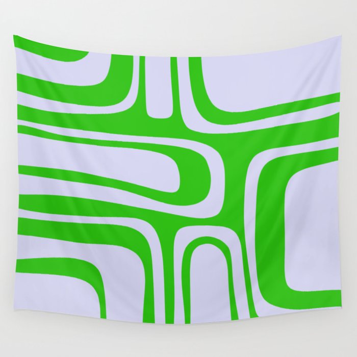 Abstract Lime and Lavender Mid Century Modern Palm Springs Pattern Wall Tapestry Gallery Image 4