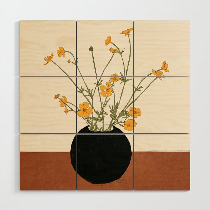 Blooming Wildflowers Yellow 2 Wood Wall Art Gallery Image 1