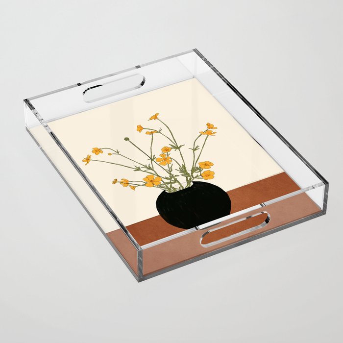 Blooming Wildflowers Yellow 2 Acrylic Tray Gallery Image 1