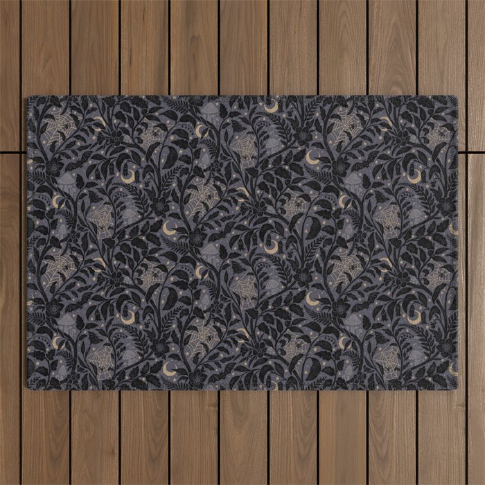 Mysterious Garden - midnight violet Outdoor Rug Gallery Image 1