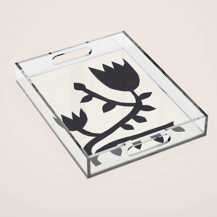 Black branch with two flowers - 5/5 Acrylic Tray Gallery Image 1