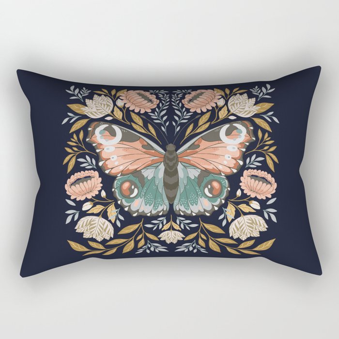 William Morris Butterfly - Midnight Garden Rectangular Pillow Gallery Image 1