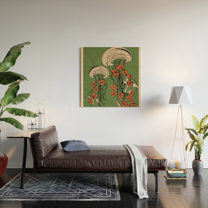 Floral Jellyfishes 2 Wood Wall Art Gallery Image 2