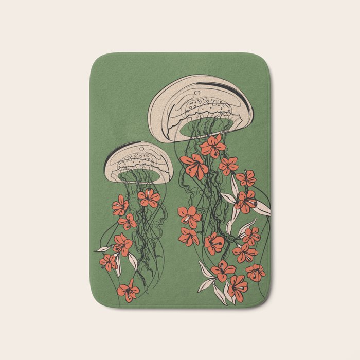Floral Jellyfishes 2 Bath Mat Gallery Image 1