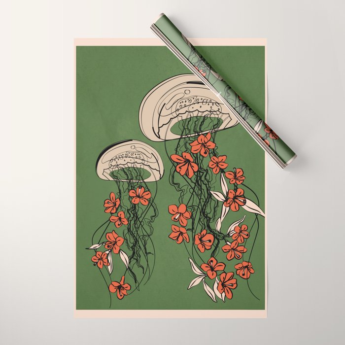 Floral Jellyfishes 2 Wrapping Paper Gallery Image 1