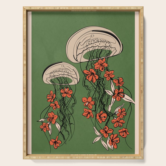 Floral Jellyfishes 2 Serving Tray Gallery Image 1