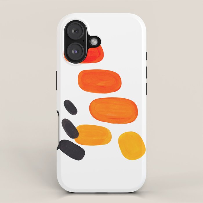 Mid Century Modern Colorful Minimal Pop Art Yellow Orange Ombre Rainbow Gradient Pebble Ovals iPhone Case Gallery Image 1