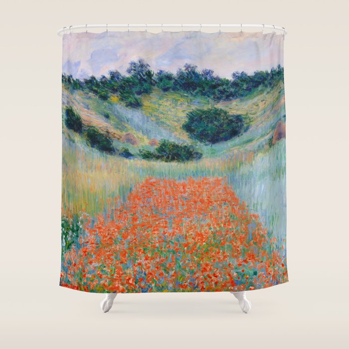 Poppy Field in a Hollow near Giverny Claude Monet Shower Curtain Gallery Image 1