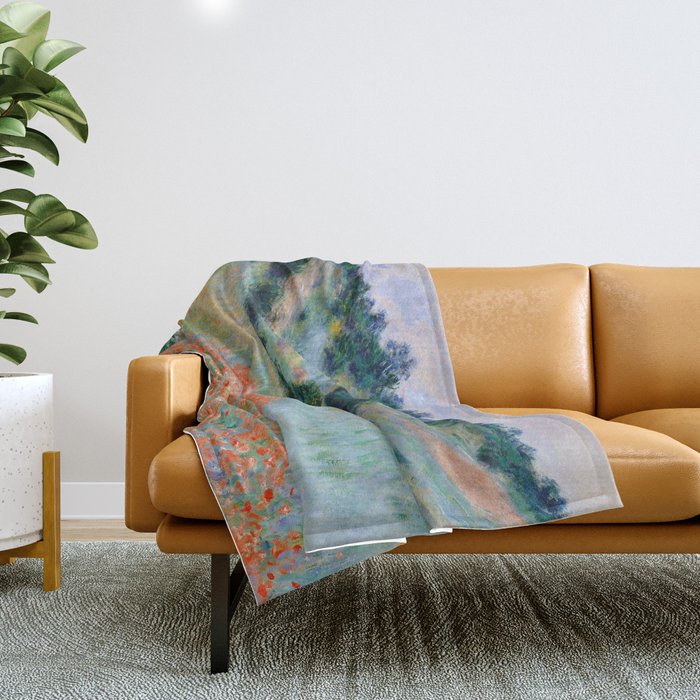 Poppy Field in a Hollow near Giverny Claude Monet Throw Blanket Gallery Image 1