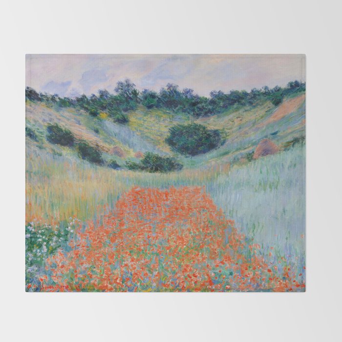 Poppy Field in a Hollow near Giverny Claude Monet Throw Blanket Gallery Image 2