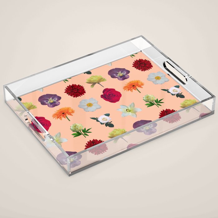 sunshine orange flower collage Acrylic Tray Gallery Image 1