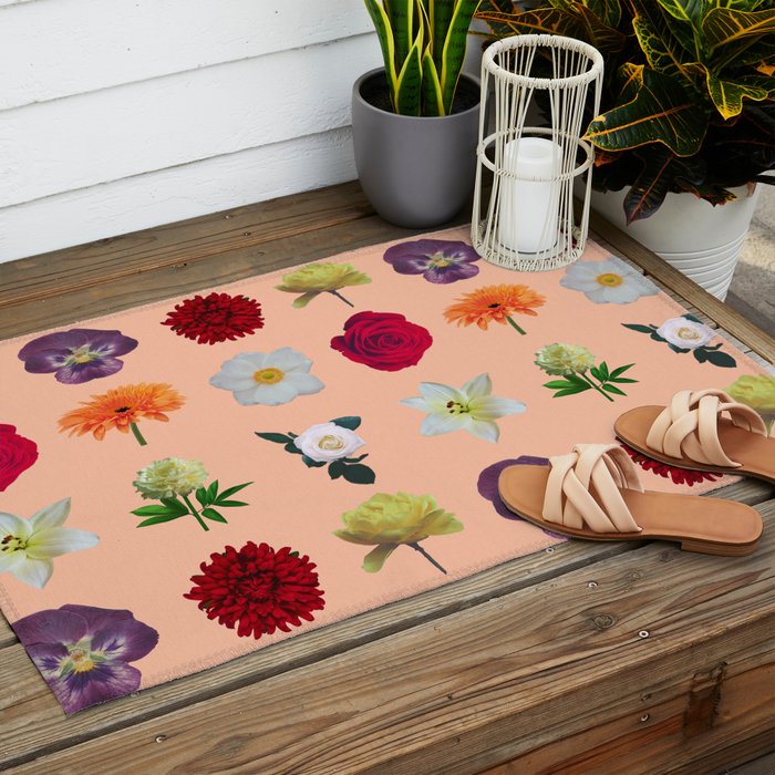 sunshine orange flower collage Outdoor Rug Gallery Image 2