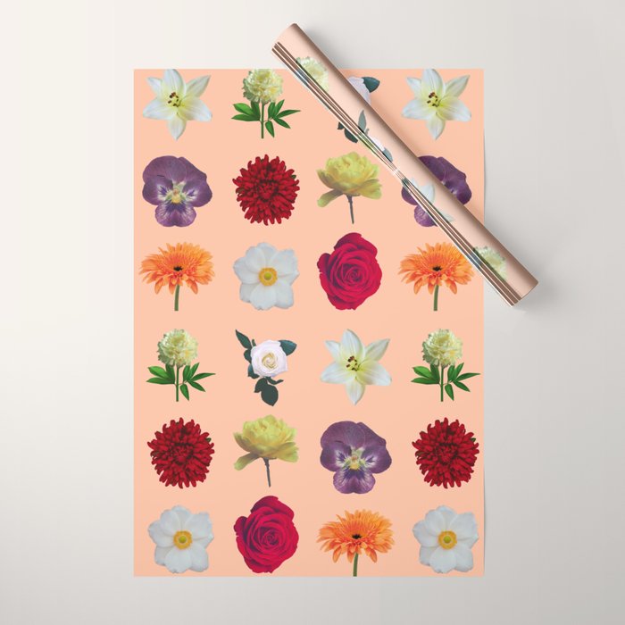 sunshine orange flower collage Wrapping Paper Gallery Image 1