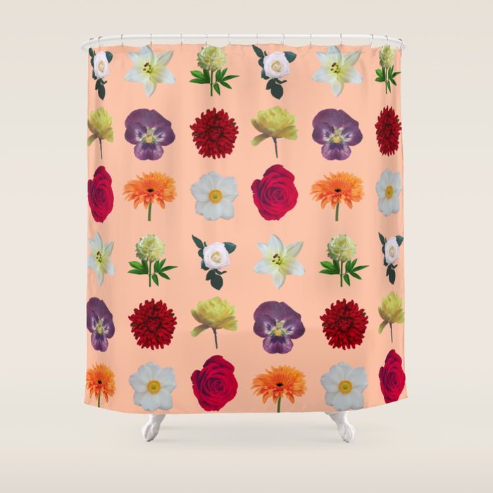 sunshine orange flower collage Shower Curtain Gallery Image 1