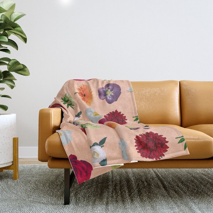sunshine orange flower collage Throw Blanket Gallery Image 1