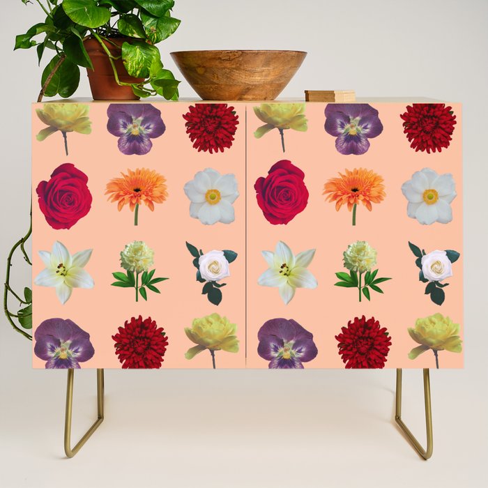 sunshine orange flower collage Credenza Gallery Image 1