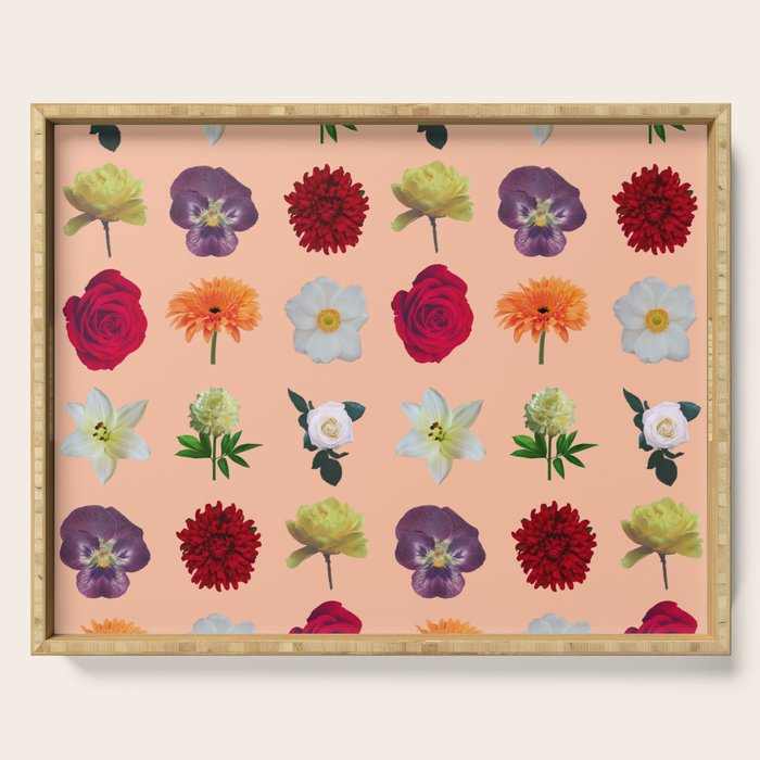 sunshine orange flower collage Serving Tray Gallery Image 1