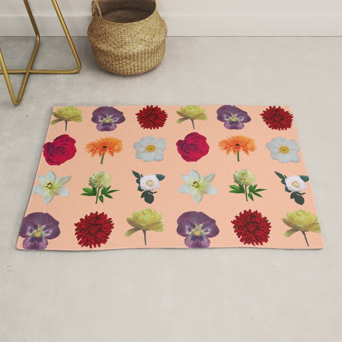 sunshine orange flower collage Rug Gallery Image 1